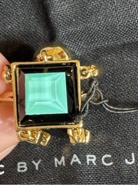 Marc By Marc Jacobs Stacked Block Figure Dusty Jade Green Ring/Size  8 -NWT - Picture 5 of 11